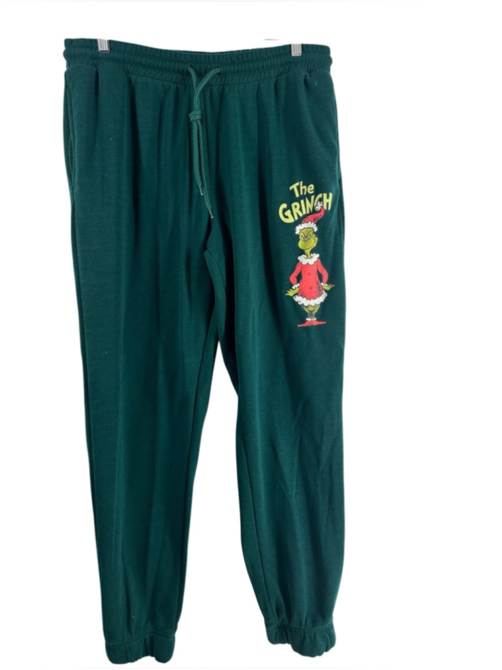 The Grinch Green joggers Christmas movie Logo green swear pants cozy lounge sz L